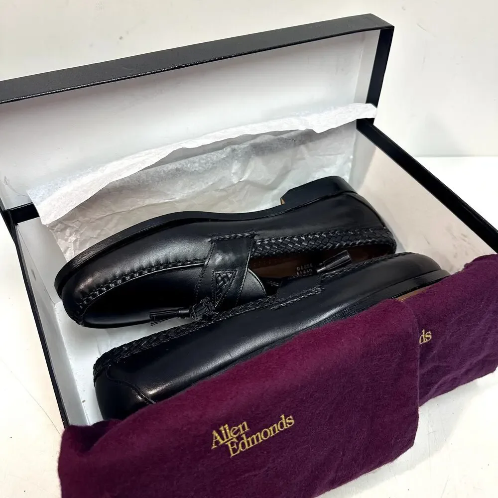 NWOT Allen Edmonds Maxfield Handsewn Tassel Loafer Moccasin Black USA 11 Wide E